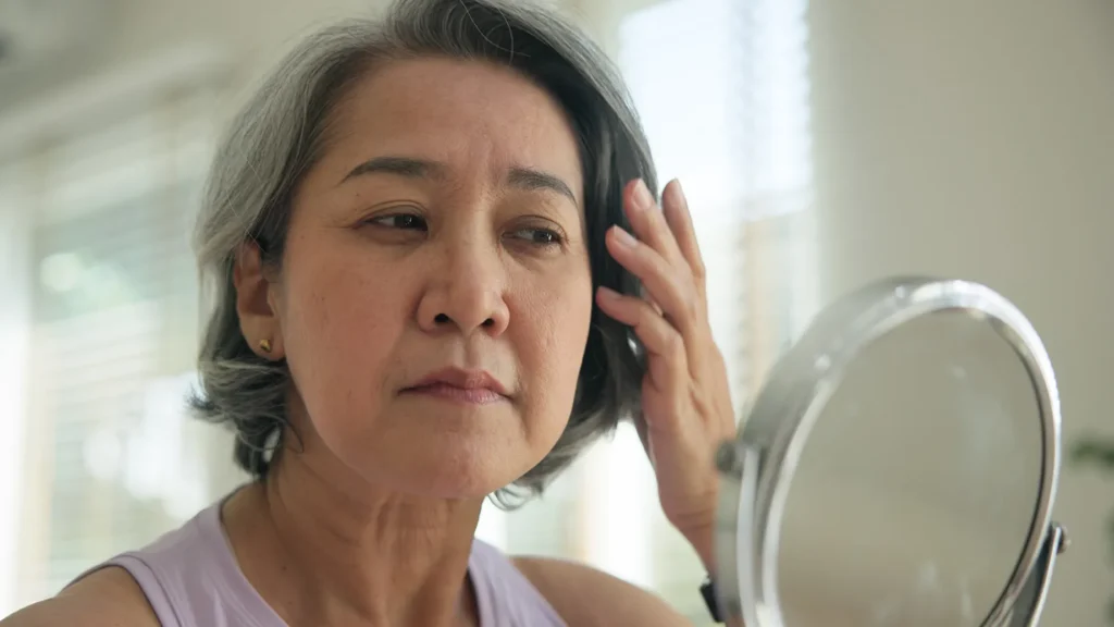 Menopause and skin changes showing hormonal impact on skin and hair
